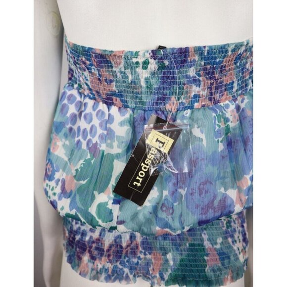 PASSPORT - WOMEN'S FLORAL PRINT HIGH NECK HALTER TANK TOP - SIZE S - NWT - Picture 6 of 7